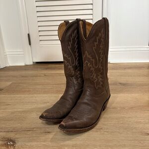 Old West Brown Canyon Womens All Leather 12in Stitch Snip Toe Cowboy Boots